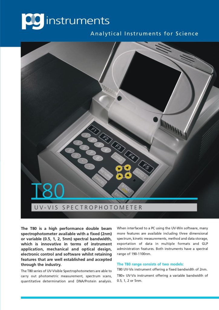 T80 UV-VIS Double Beam Spectrophotometer