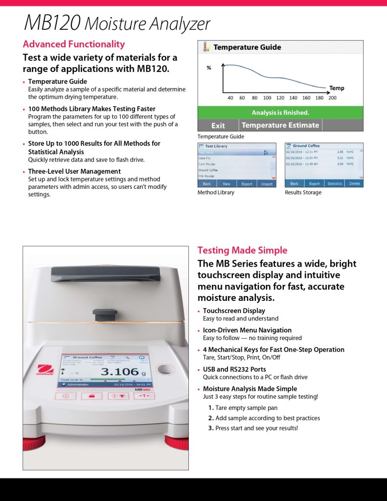 MB120 Moisture Analyzer